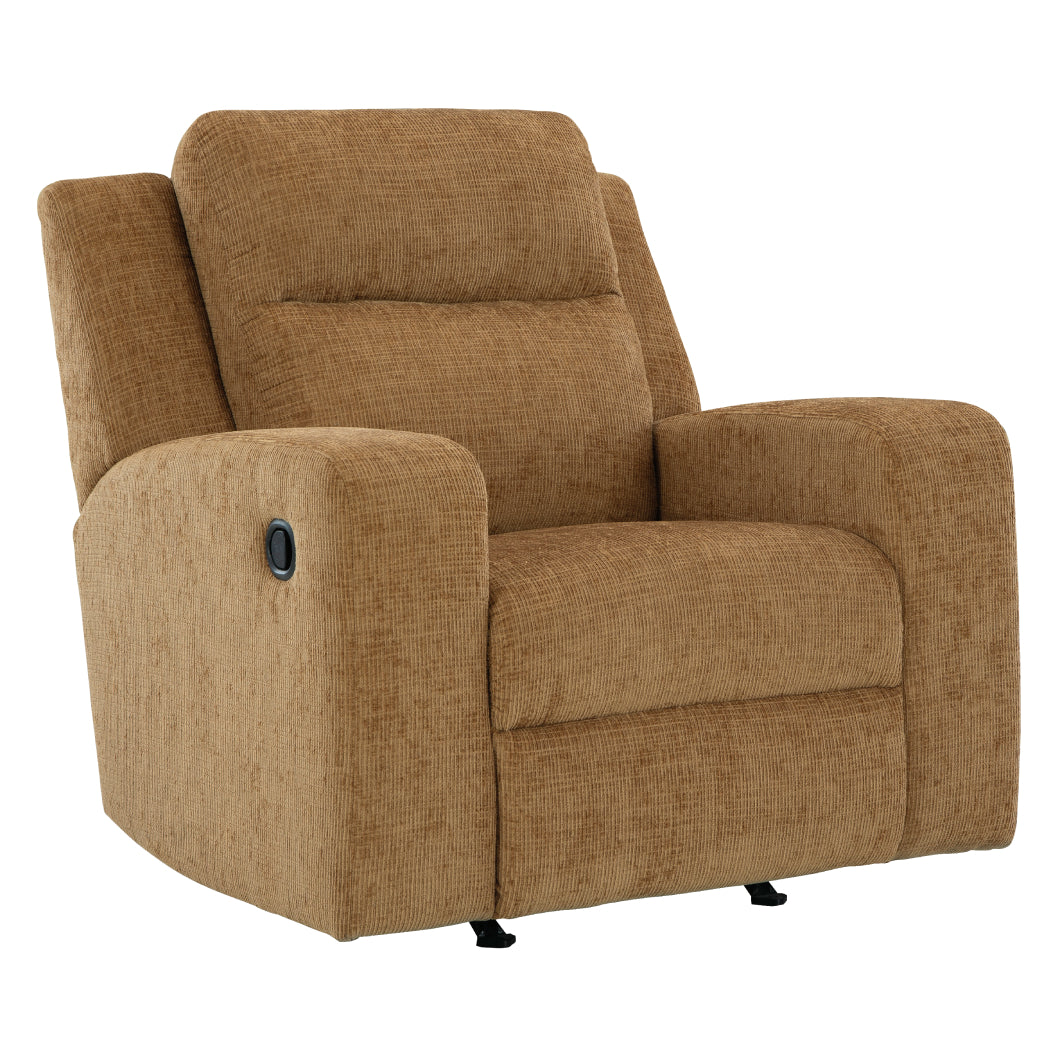Fauteuil en tissu brun miel berçant et inclinable - Kanlow