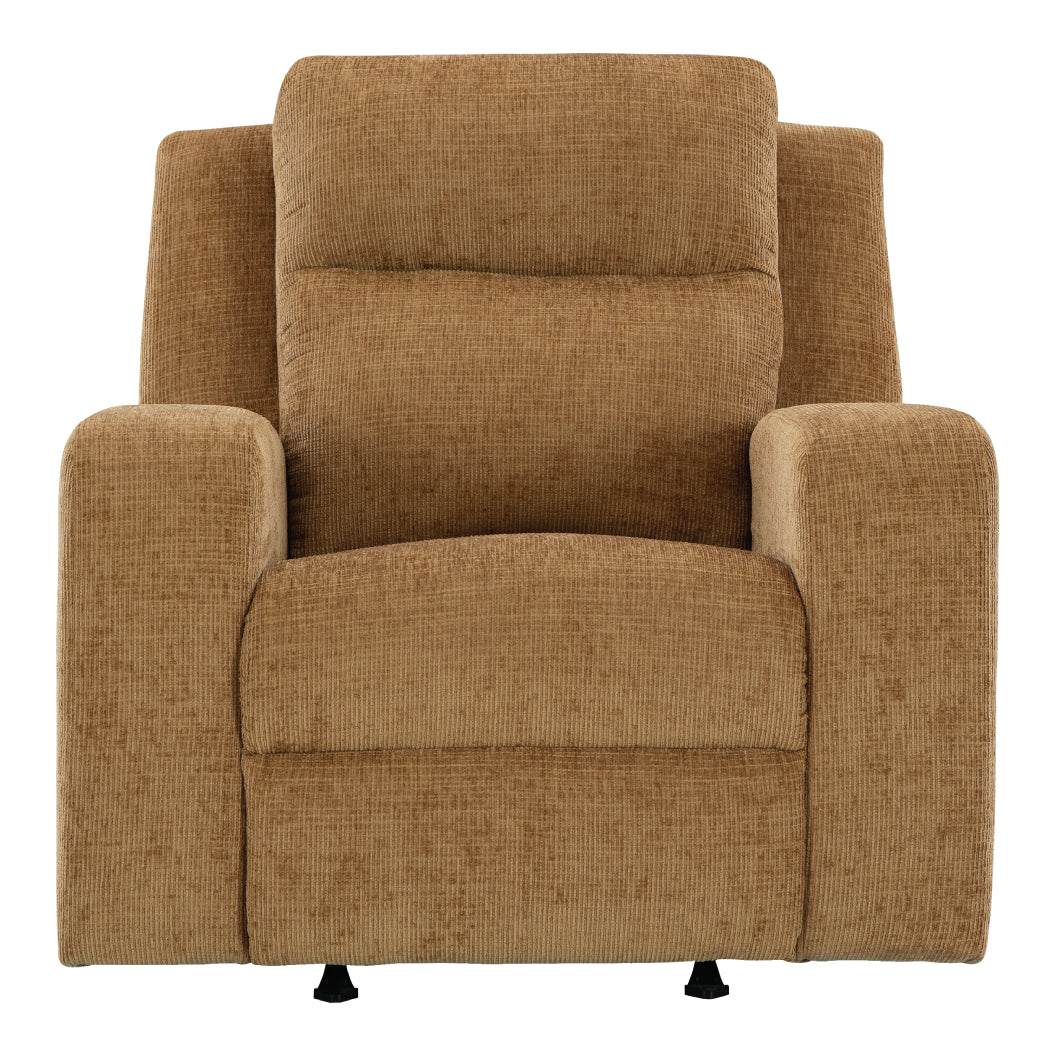 Fauteuil en tissu brun miel berçant et inclinable - Kanlow