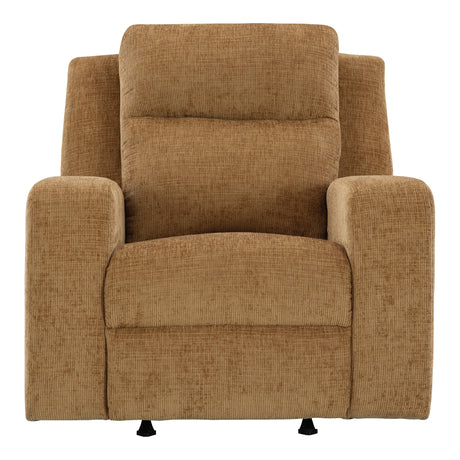 Fauteuil en tissu brun miel berçant et inclinable - Kanlow