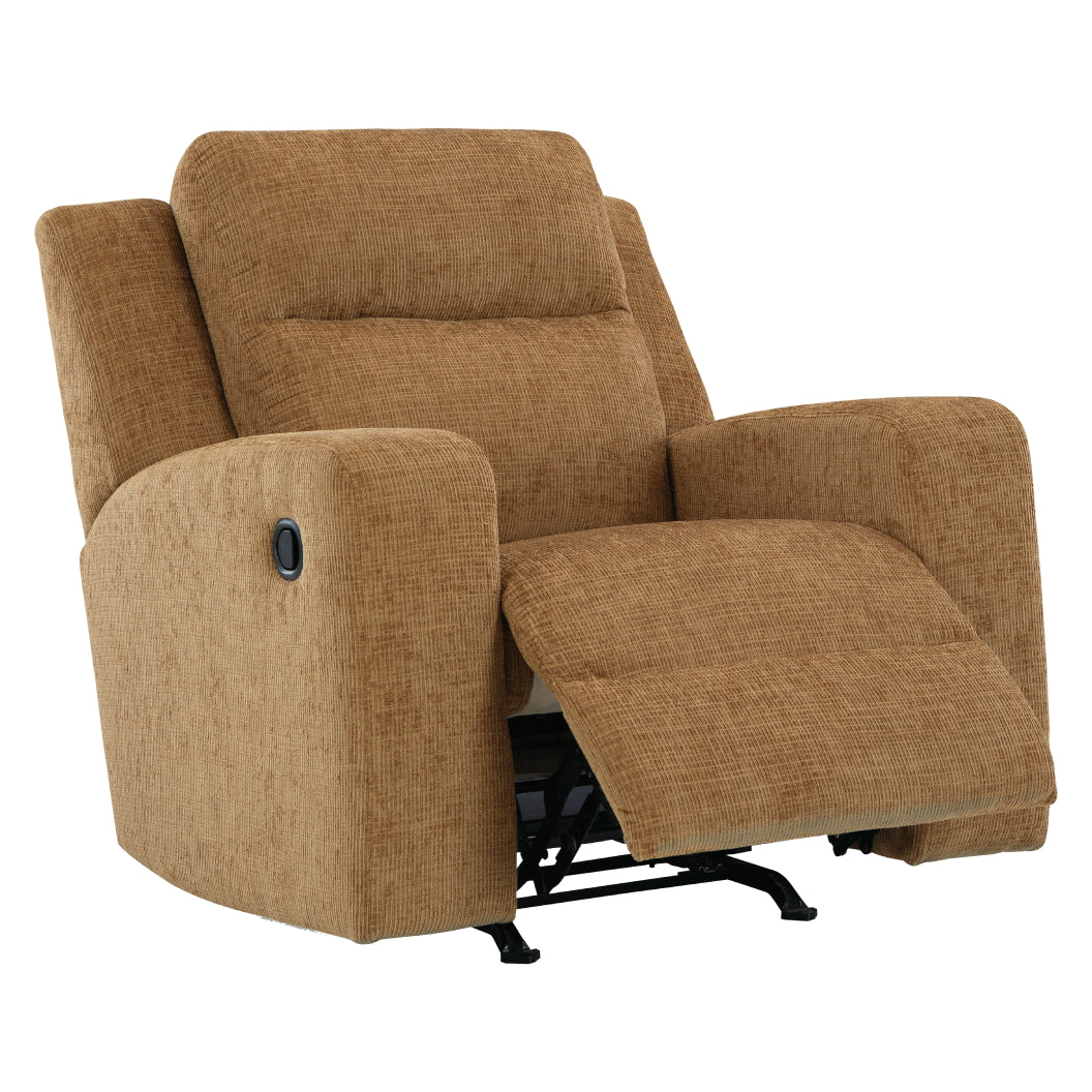 Fauteuil en tissu brun miel berçant et inclinable - Kanlow