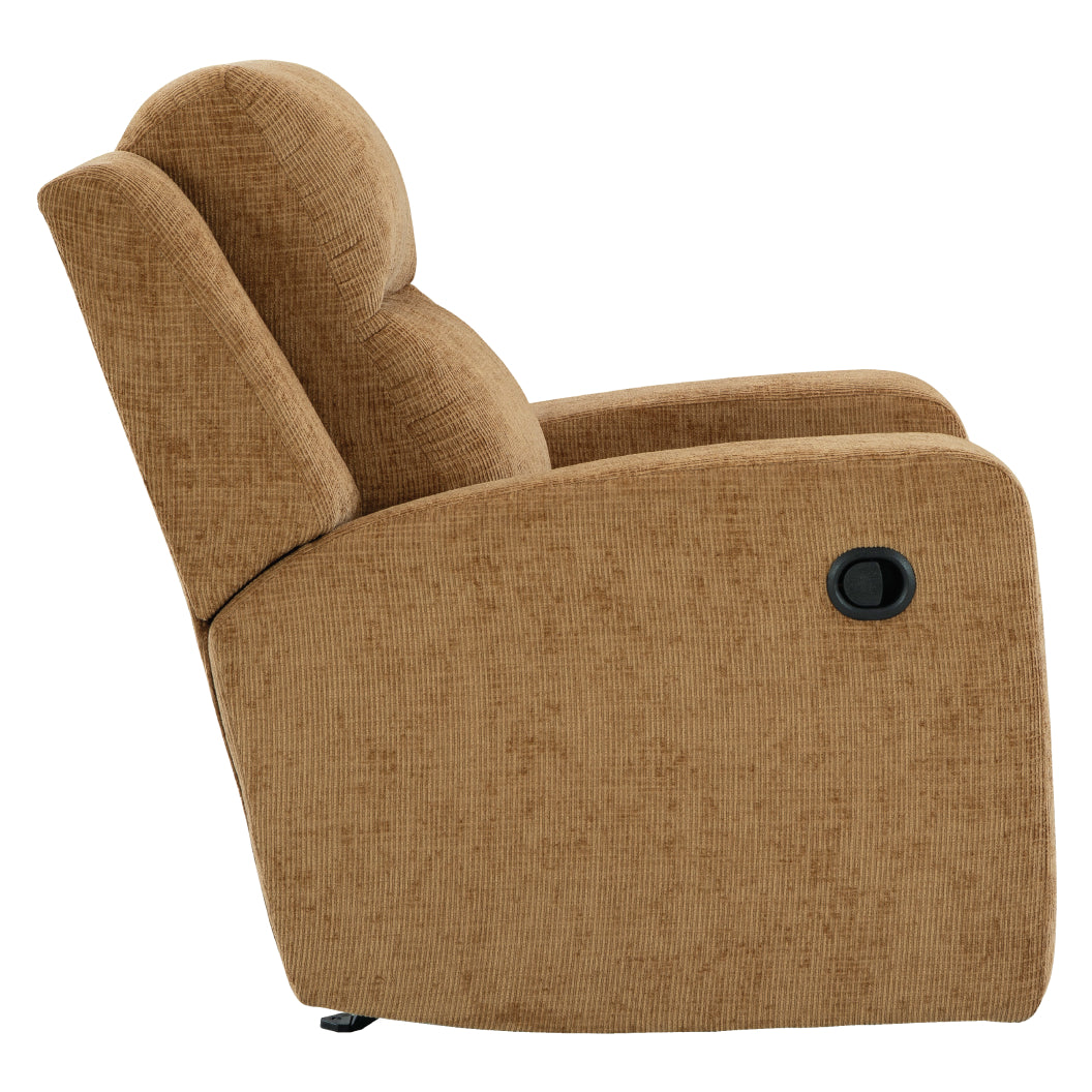 Fauteuil en tissu brun miel berçant et inclinable - Kanlow