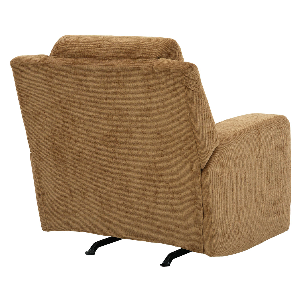Fauteuil en tissu brun miel berçant et inclinable - Kanlow