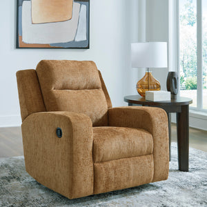 Fauteuil en tissu brun miel berçant et inclinable - Kanlow