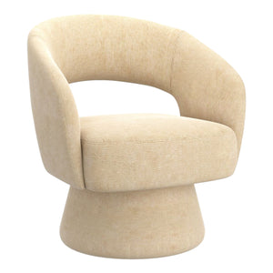 Chaise accent pivotante en tissu beige - Santo