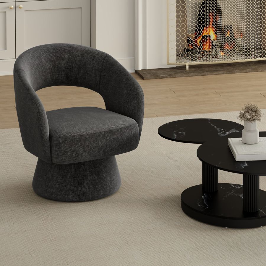 Chaise accent pivotante en tissu gris - Santo