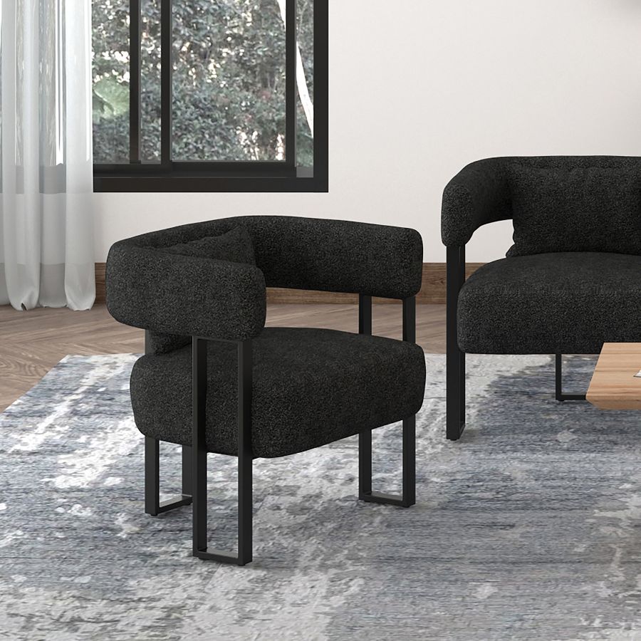 Chaise accent fixe en tissu gris charbon - Scarlet