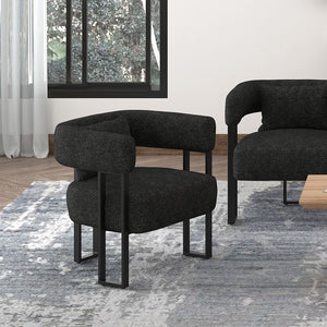 Chaise accent fixe en tissu gris charbon - Scarlet