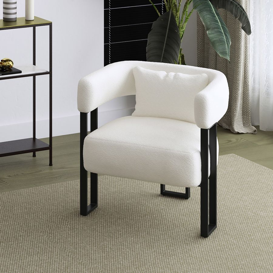 Chaise accent fixe en tissu ivoire - Scarlet