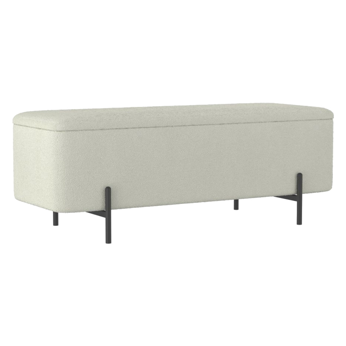 Banc de rangement Erzo en tissu blanc