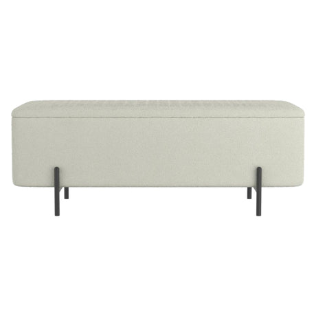 Banc de rangement Erzo en tissu blanc