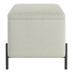 Banc de rangement Erzo en tissu blanc