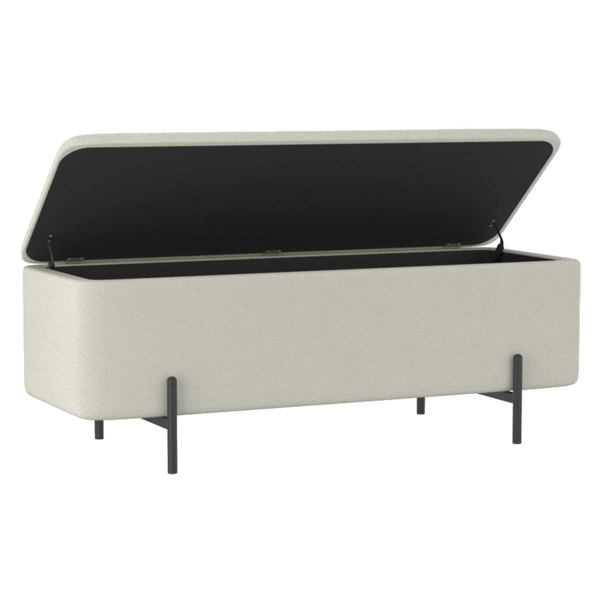 Banc de rangement Erzo en tissu blanc