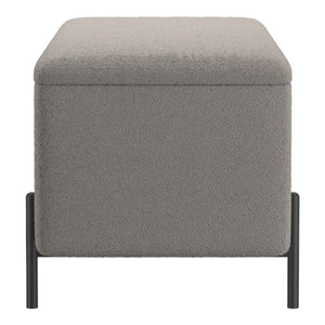 Banc de rangement Erzo en tissu gris chaud