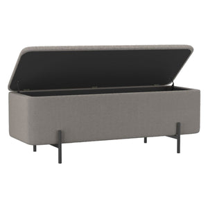 Banc de rangement Erzo en tissu gris chaud