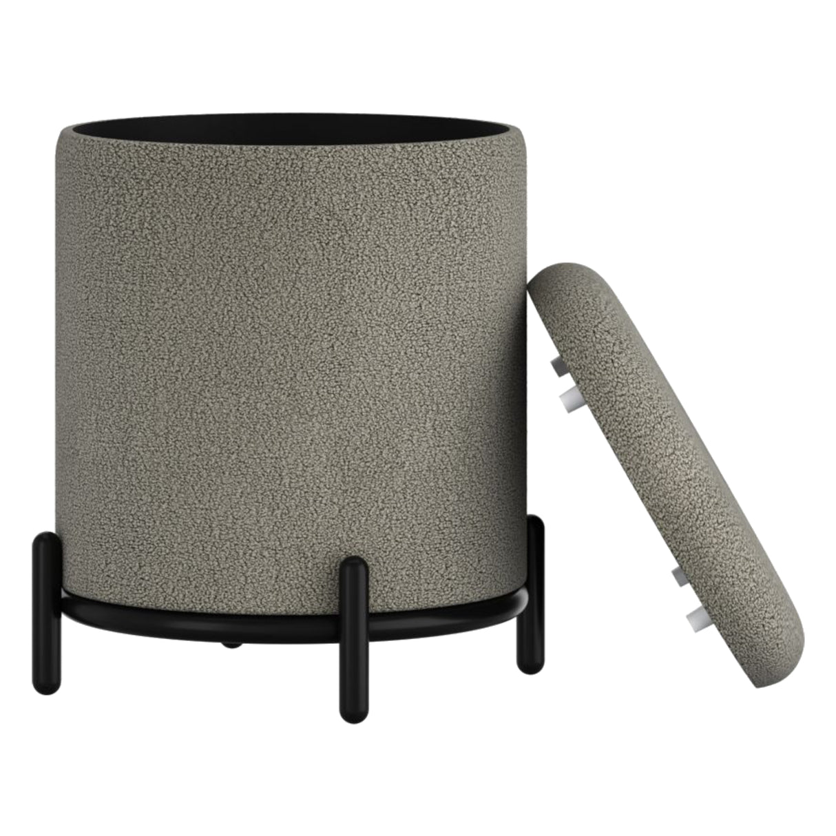 Pouf de rangement Castor en tissu gris chaud