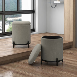 Pouf de rangement Castor en tissu gris chaud