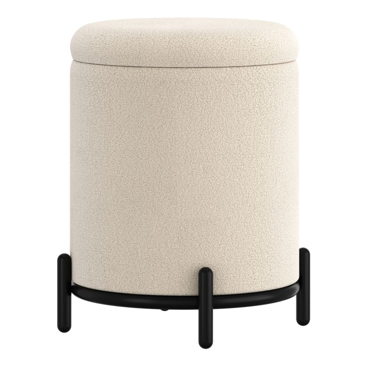 Pouf de rangement Castor en tissu crème