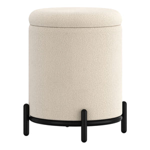 Pouf de rangement Castor en tissu crème