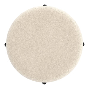 Pouf de rangement Castor en tissu crème