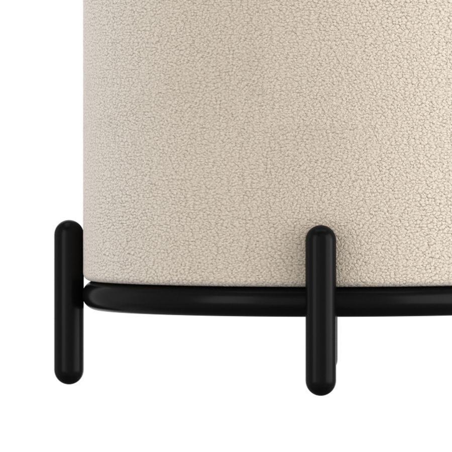 Pouf de rangement Castor en tissu crème