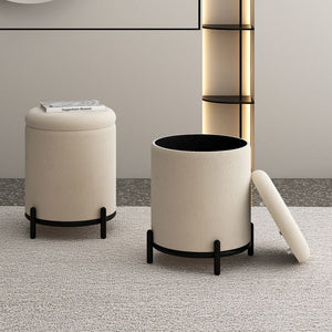Pouf de rangement Castor en tissu crème