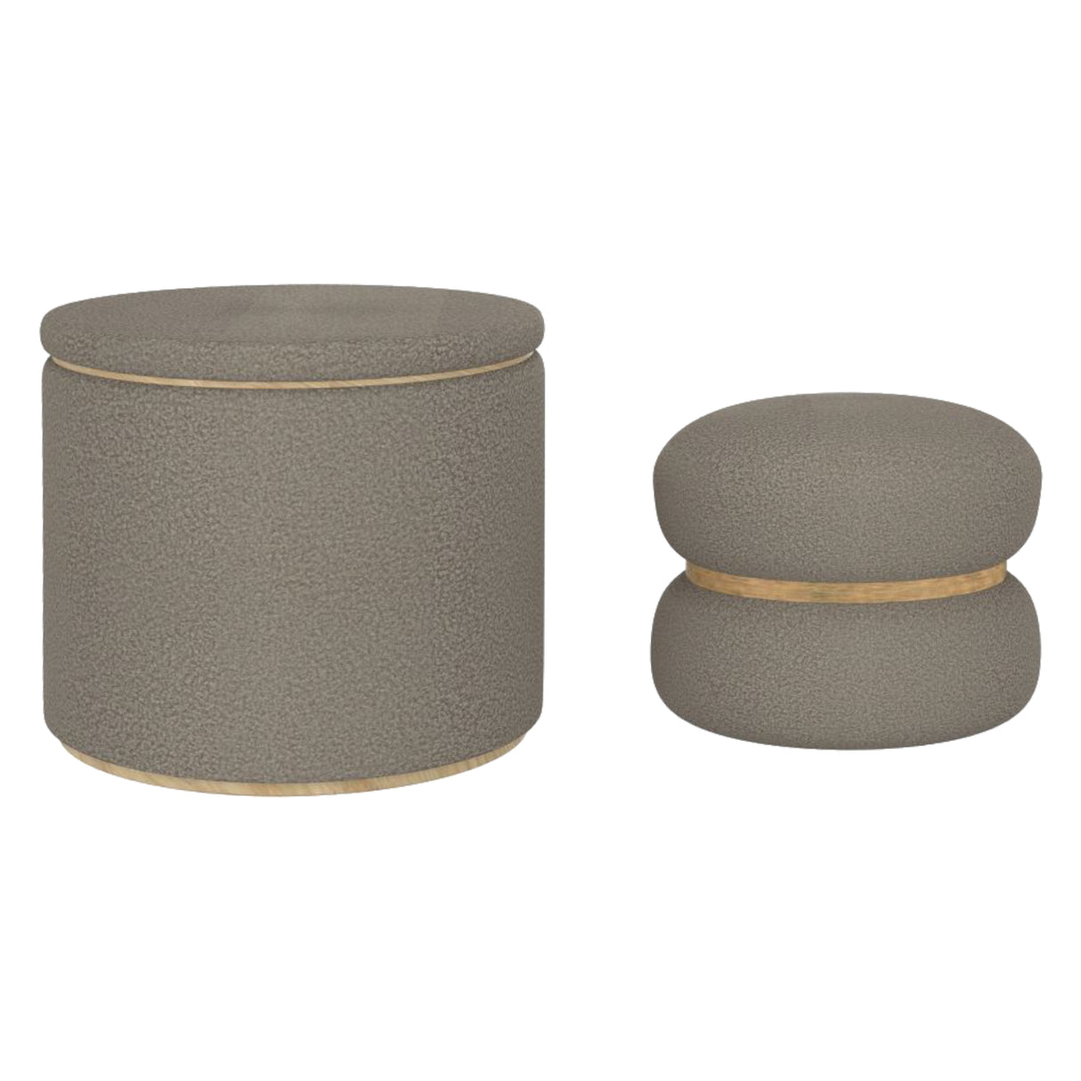 Ensemble de 2 poufs Cecily en tissu gris chaud