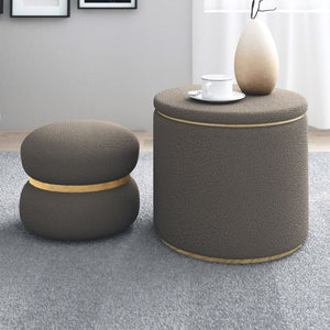 Ensemble de 2 poufs Cecily en tissu gris chaud