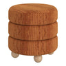 Pouf rond en tissu canalisé et bois naturel - Willo
