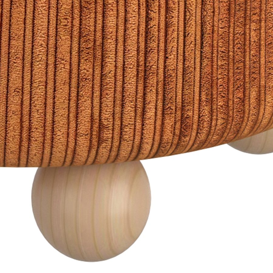 Pouf rond Willo en tissu canalisé brun rouille