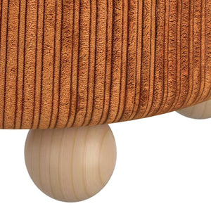 Pouf rond Willo en tissu canalisé brun rouille