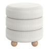 Pouf rond en tissu canalisé et bois naturel - Willo