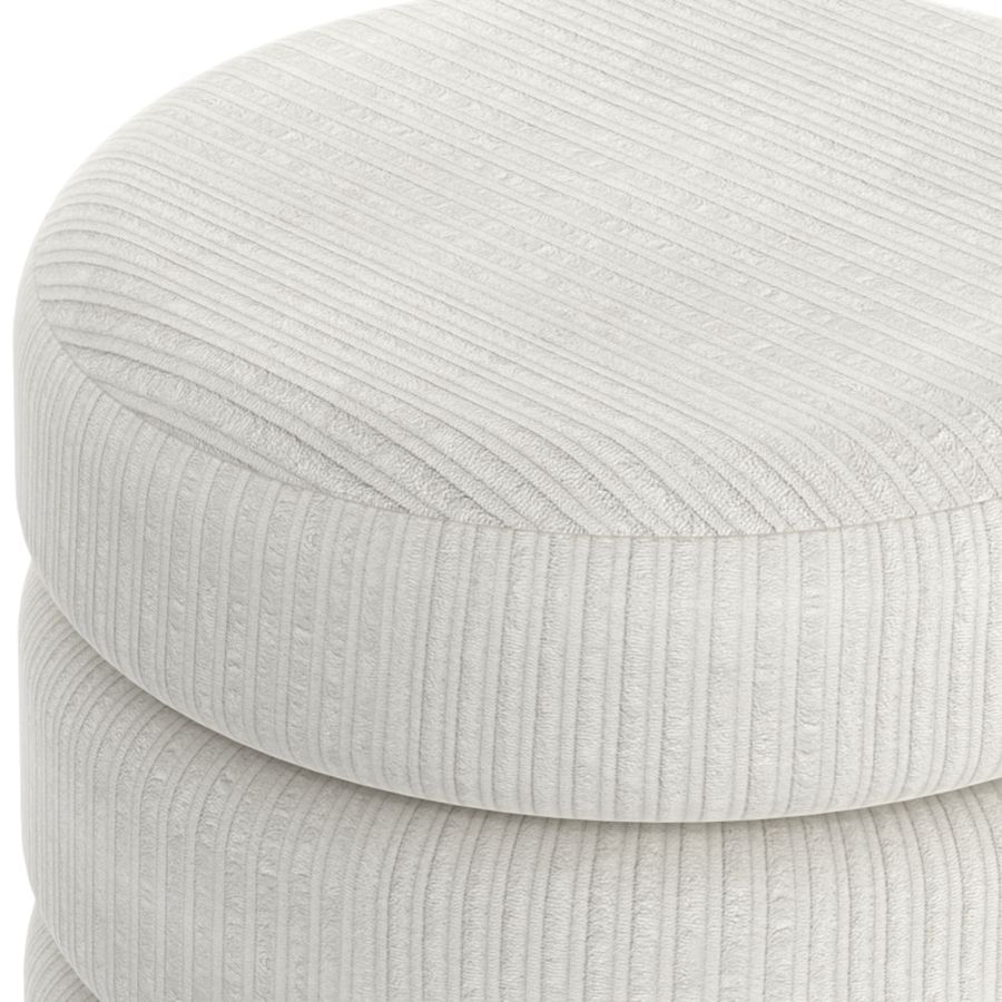 Pouf rond Willo en tissu canalisé ivoire