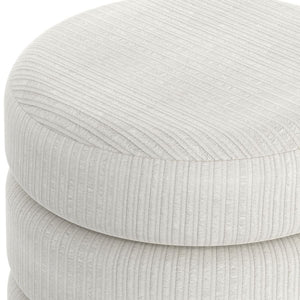 Pouf rond Willo en tissu canalisé ivoire