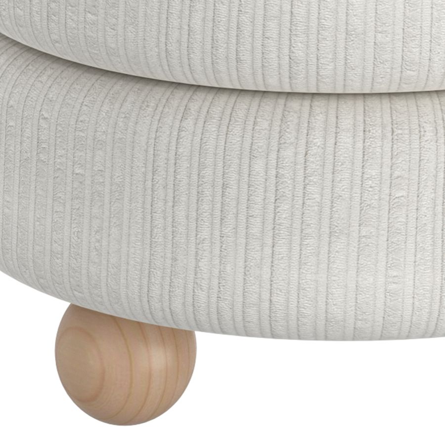 Pouf rond Willo en tissu canalisé ivoire