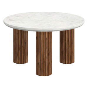 Table basse ronde Jilsa en marbre et bois