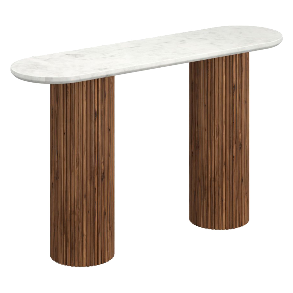 Table console ovale Jilsa en marbre et bois