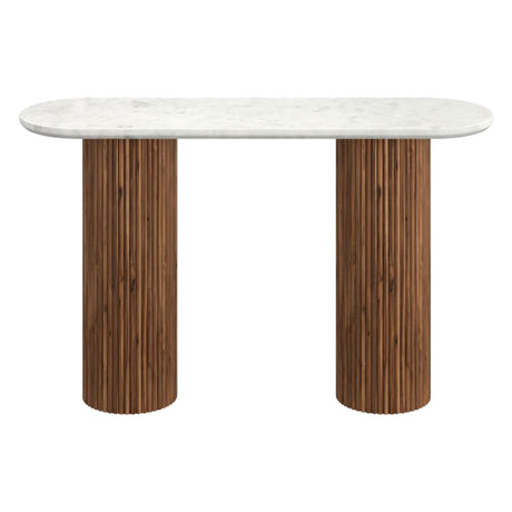Table console ovale Jilsa en marbre et bois