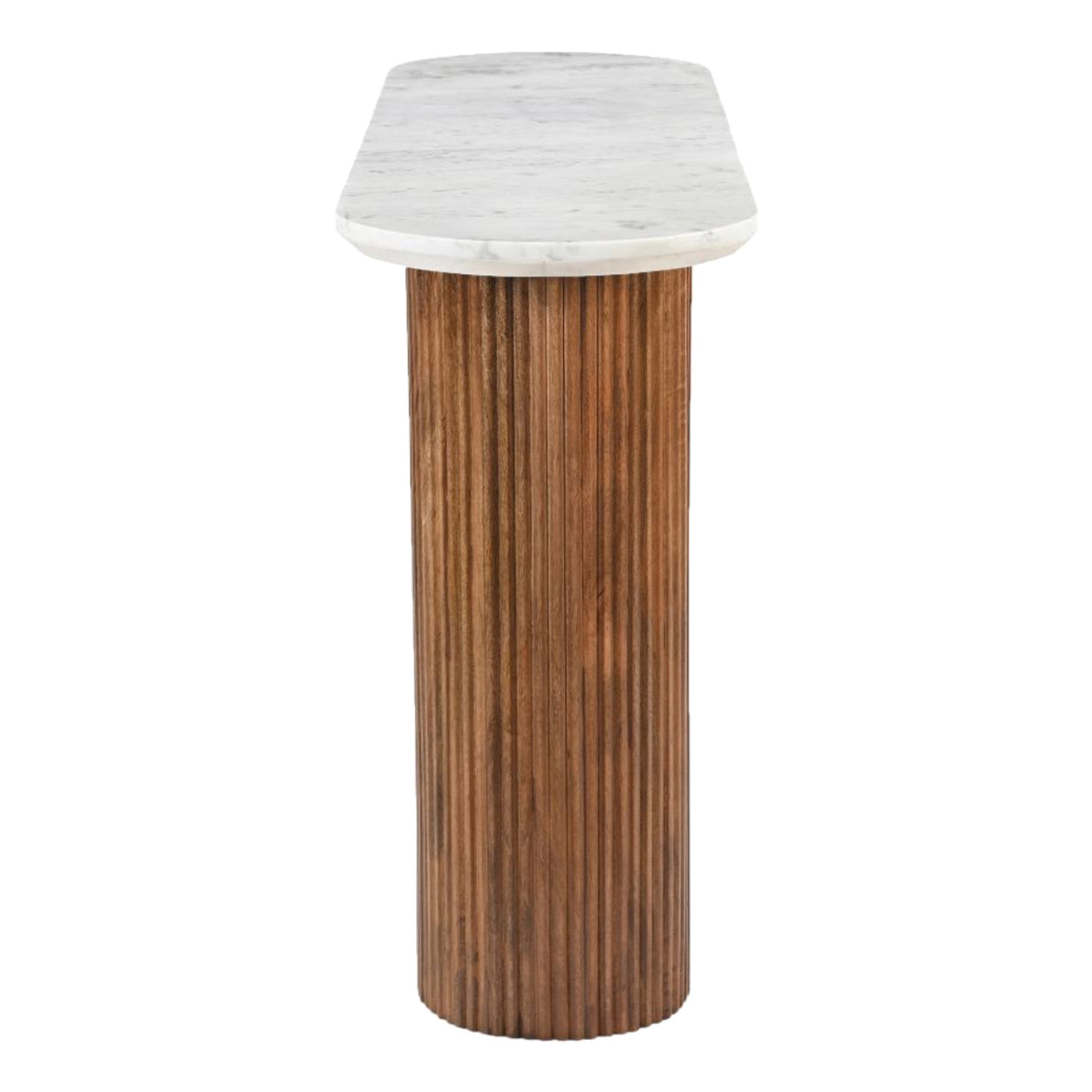 Table console ovale Jilsa en marbre et bois