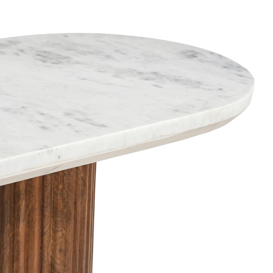 Table console ovale Jilsa en marbre et bois