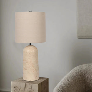 Lampe de table en travertin beige 25 po. Kasnia