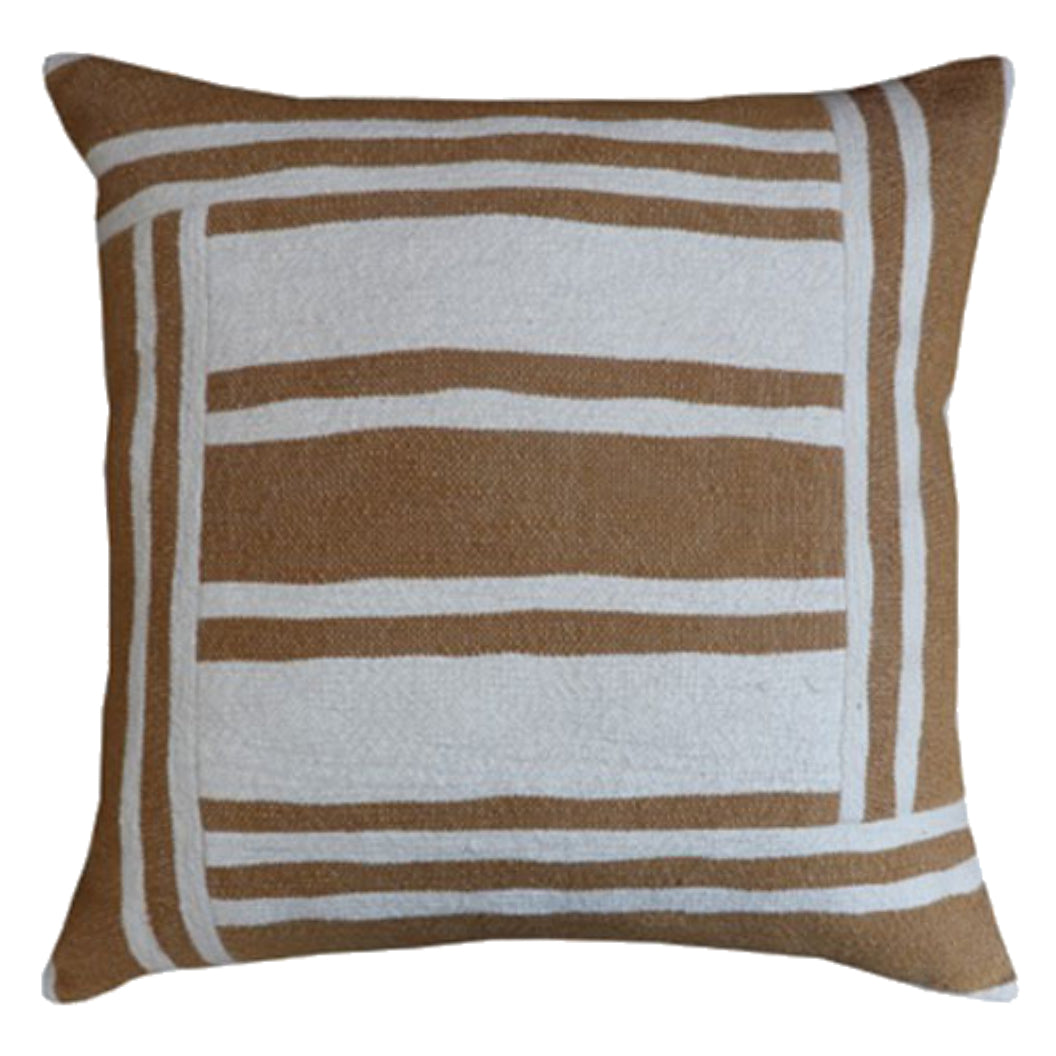 Coussin 20 x 20 po en coton ivoire/ocre - Darrman