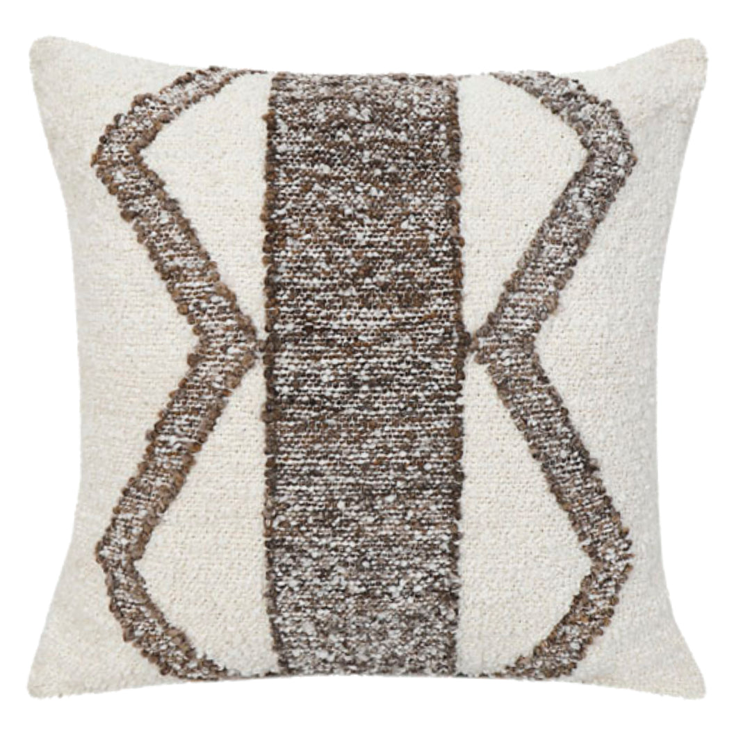 Coussin 20 x 20 po en tissu ivoire/marron - Brettwood