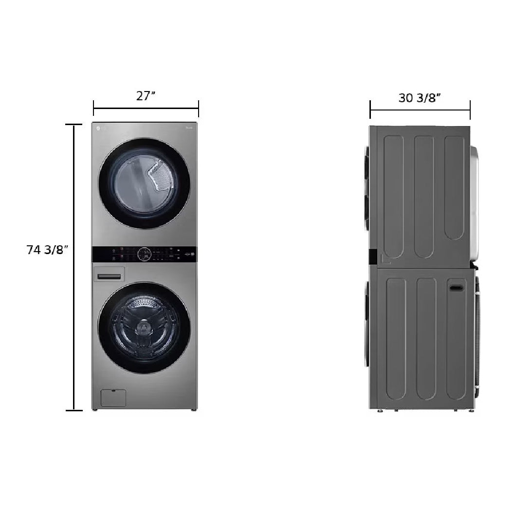 Tour de lavage tout-en-un 27 po, 5,2 pi³ / 7,4 pi³ Inox graphite - IA DD & TurboWash360