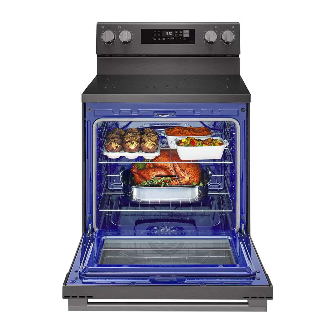 Cuisinière électrique 30 po, 6,3 pi³ Inox noir avec Air Fry et Wi-Fi