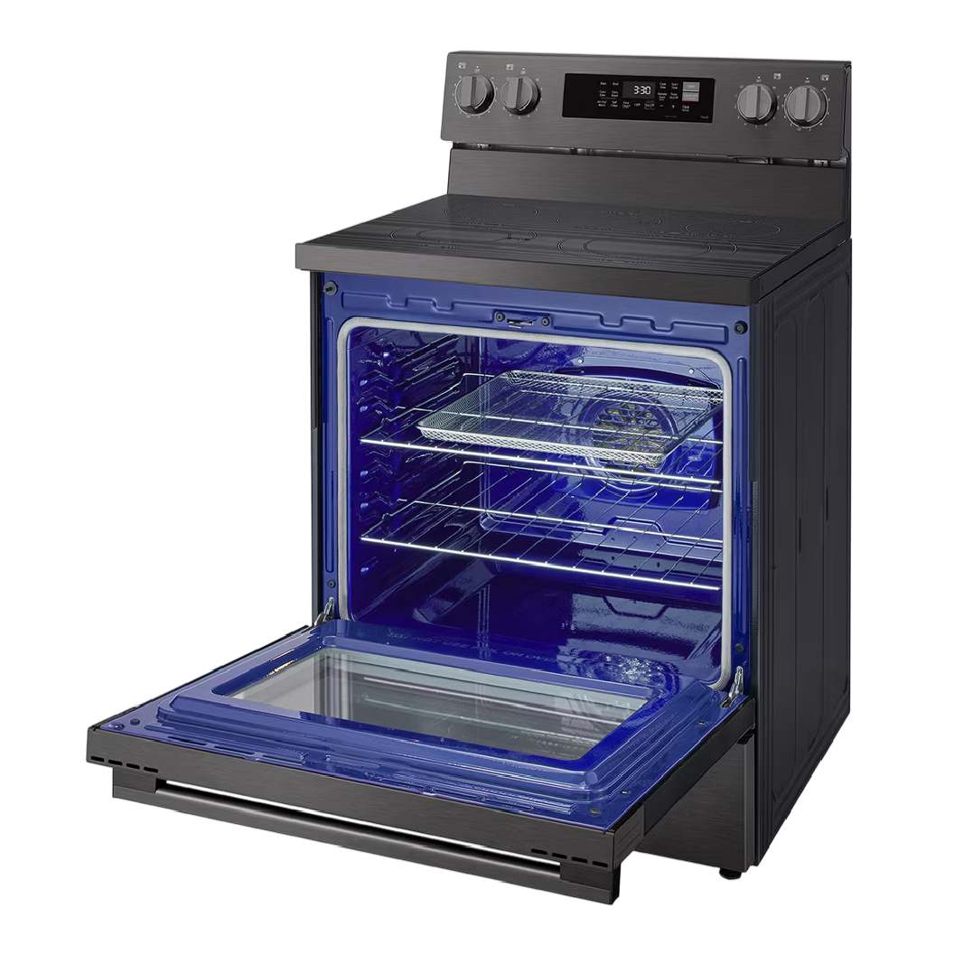 Cuisinière électrique 30 po, 6,3 pi³ Inox noir avec Air Fry et Wi-Fi