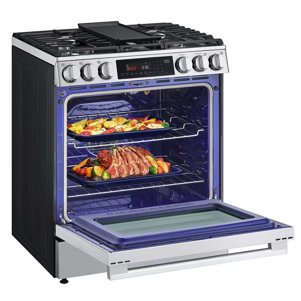Cuisinière au gaz 30 po, 6,3 pi³ Inox avec Brûleur UltraHeat™, Convection ProBake® et Air Fry