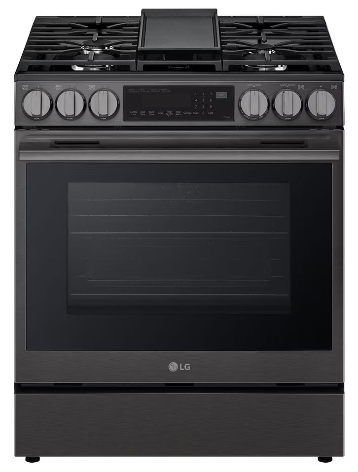 Cuisinière au gaz 30 po, 6,3 pi³ Inox noir avec Convection ProBake® et Air Fry