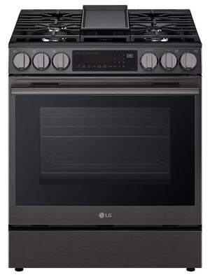 Cuisinière au gaz 30 po, 6,3 pi³ Inox noir avec Convection ProBake® et Air Fry