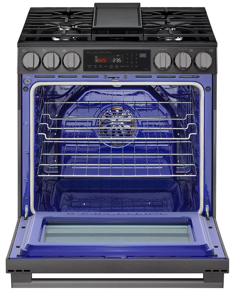 Cuisinière au gaz 30 po, 6,3 pi³ Inox noir avec Convection ProBake® et Air Fry