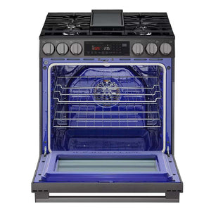 Cuisinière au gaz 30 po, 6,3 pi³ Inox noir avec Convection ProBake® et Air Fry